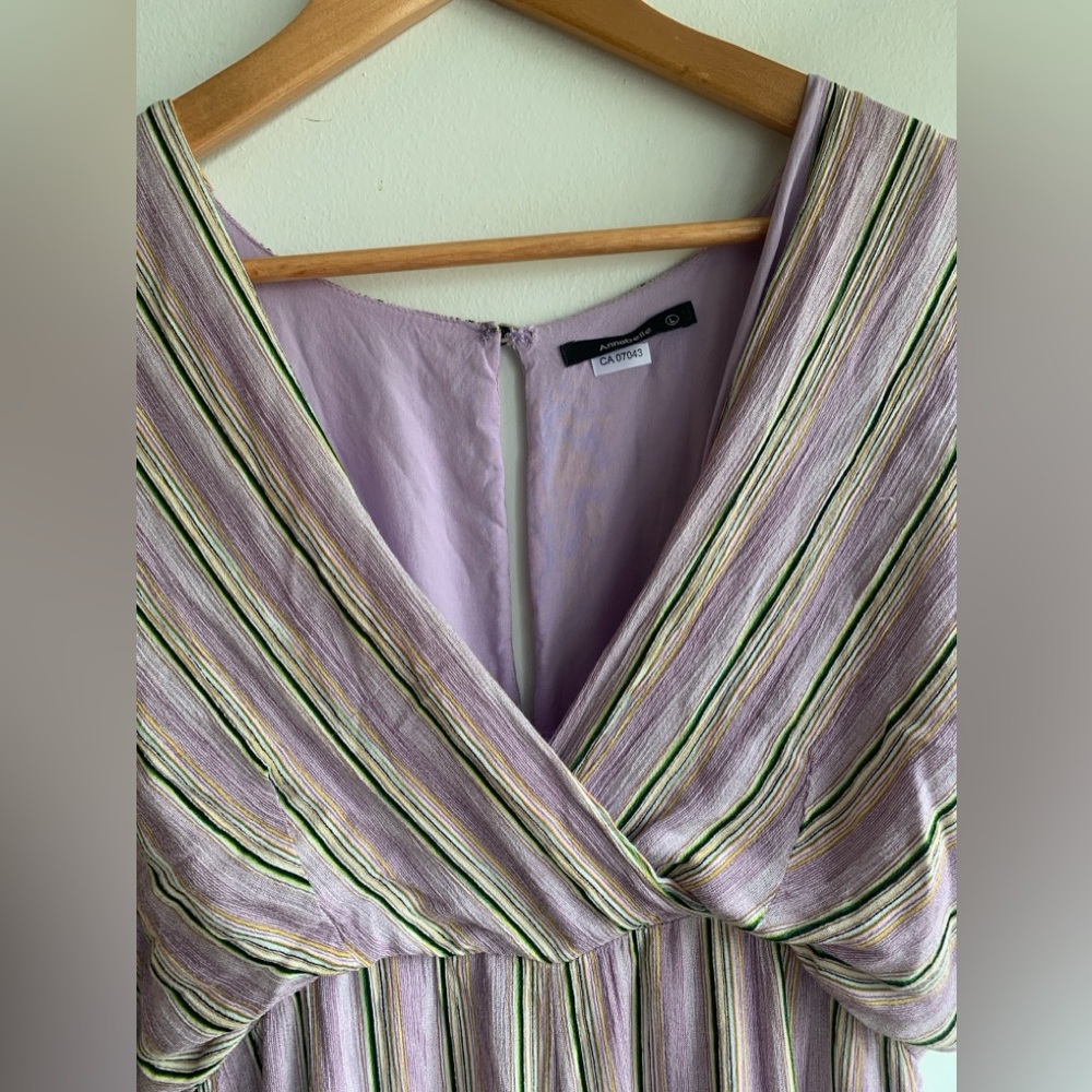 Annabelle Lilac Striped Jumpsuit Size L
